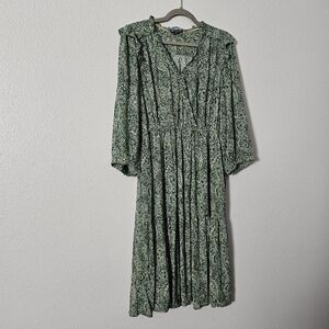 Floral  Democracy Green Maxi Dress Sz L